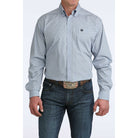 Men's Cinch Long Sleeve Blue Geo Print Button Up Shirt MTW1106076