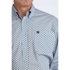 Men's Cinch Long Sleeve Blue Geo Print Button Up Shirt MTW1106076