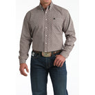 Men's Cinch Long Sleeve Burgundy Printed Button Up Shirt MTW1106025