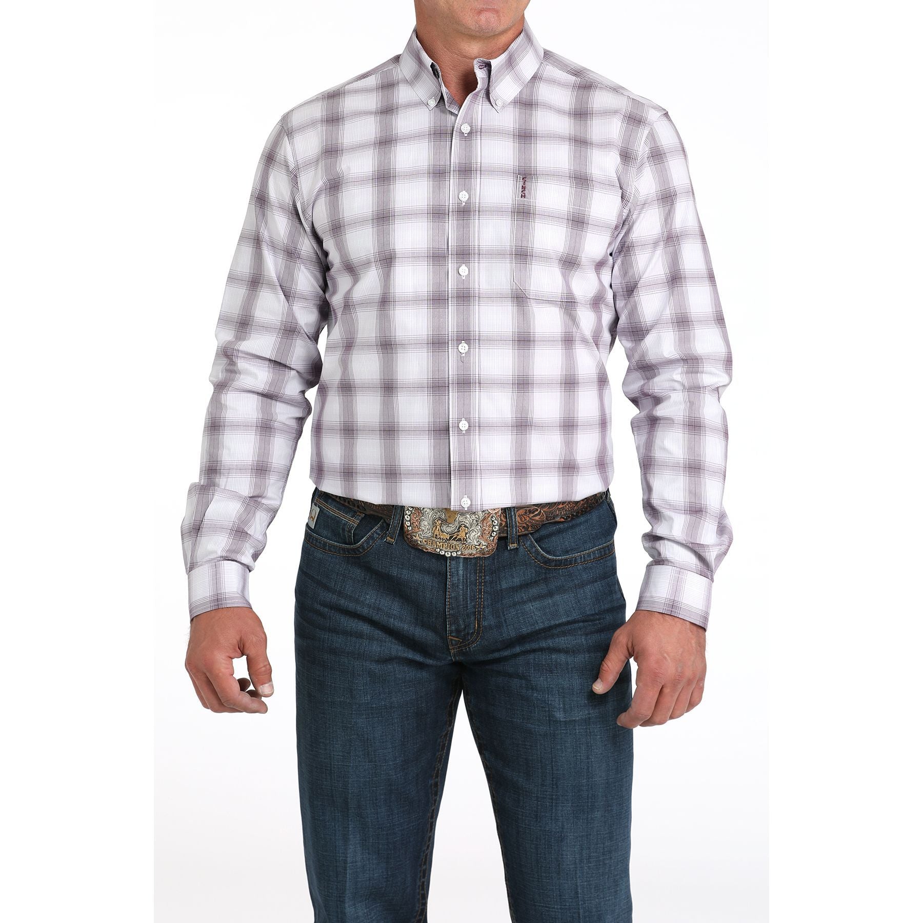 Men's Cinch Long Sleeve Modern White Button Up Shirt MTW1347139
