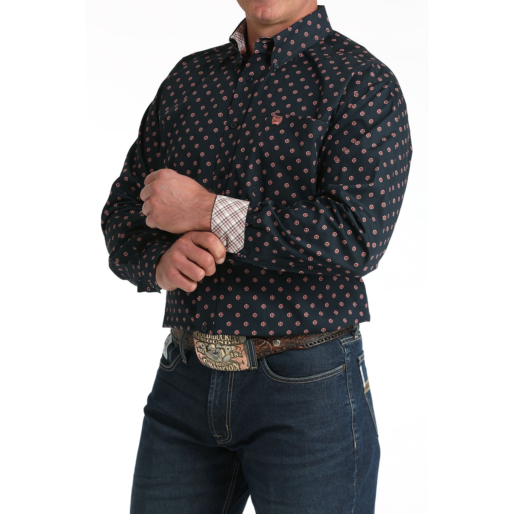 Men's Cinch Long Sleeve Patterned Button Up Shirt MTW1106018