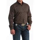 Men's Cinch Long Sleeve Printed Navy Button Up MTW1106019