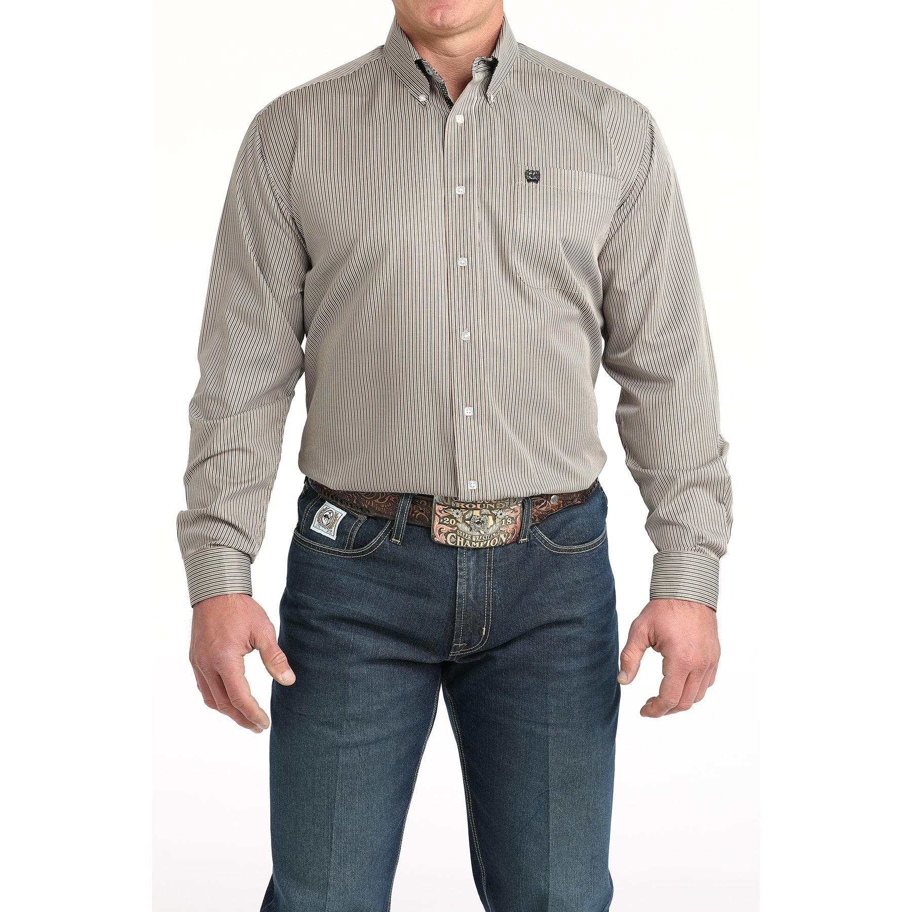 Men's Cinch Long Sleeve Stripe Button Up Western Shirt MTW1106021