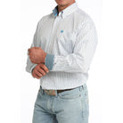 Men's Cinch Long Sleeve White Striped Button Down Shirt MTW1106085