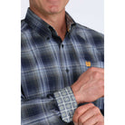 Men's Cinch Navy Plaid Long Sleeve Button Up Shirt MTW1106078