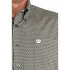 Men's Cinch Olive Diamond Print Long Sleeve Button Down MTW1105981