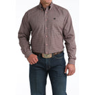 Men's Cinch Pink Square Stitch Print Classic Fit Button-down Western Shirt MTW1106016
