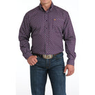 Men's Cinch Purple Geometric Print Long Sleeve Button Up MTW1105974