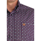 Men's Cinch Purple Geometric Print Long Sleeve Button Up MTW1105974