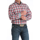 Men's Cinch Red and Black Plaid Long Sleeve Western Shirt MTW1106047