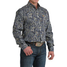 Men's Cinch Royal Blue Paisley Print Button Down Shirt MTW1106072