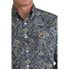 Men's Cinch Royal Blue Paisley Print Button Down Shirt MTW1106072