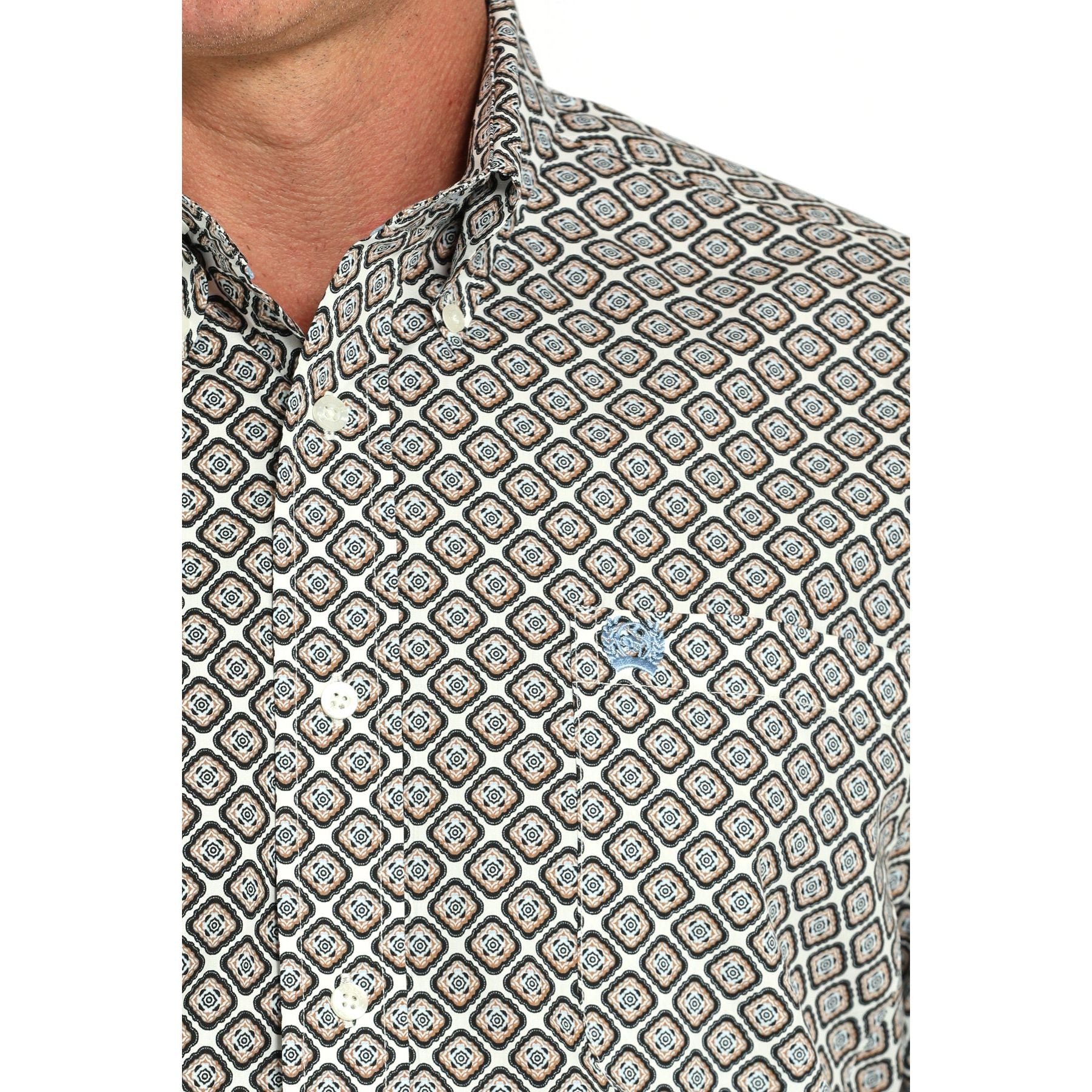 Men's Cinch Scalloped Diamond Long Sleeve Button Down Shirt MTW1105950-CRE - Crazy House Western Wear