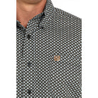 Men's Cinch Short Sleeve Black and Blue Printed Button Up MTW1111492-BLK - Crazy House Western Wear