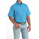 Men's Cinch Short Sleeve Blue Arenaflex Button Up Shirt MTW1725004