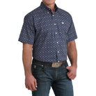 Men's Cinch Short Sleeve Geometric Print Button Up Shirt MTW1111514