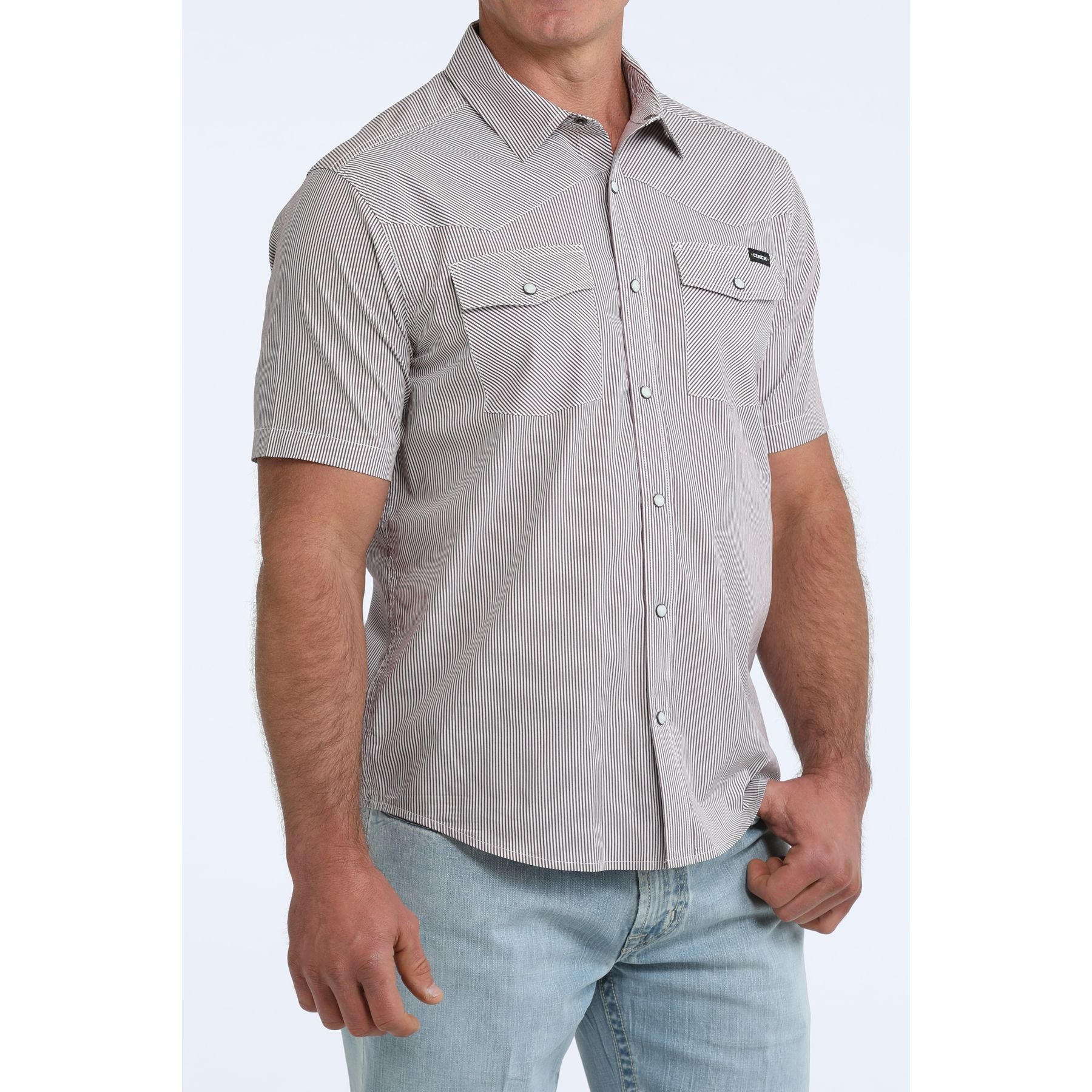 Men's Cinch Short Sleeve Striped Snap Shirt MTW1402014