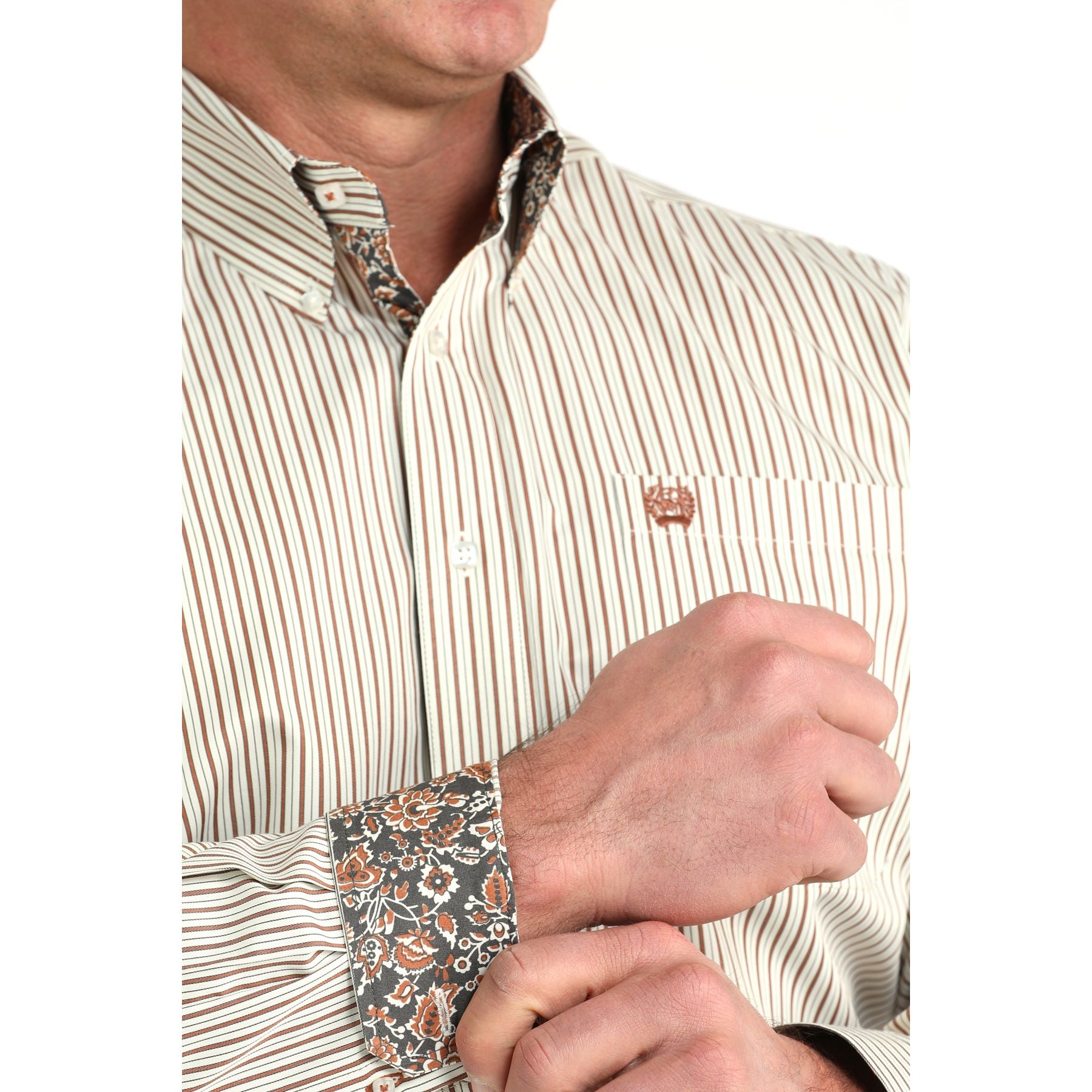 Men's Cinch Stripe Print Button Down Shirt MTW1106031