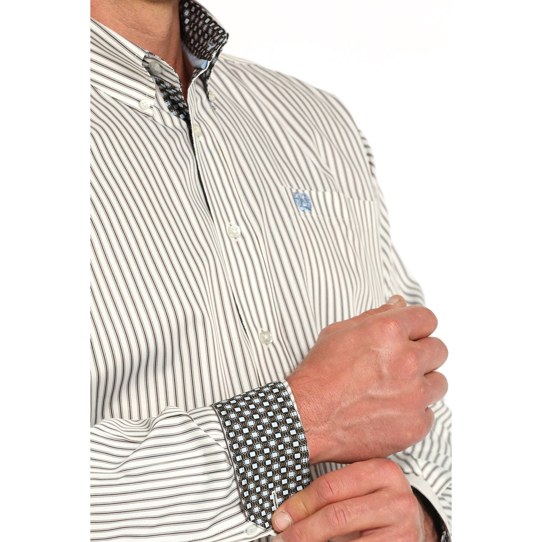 Men's Cinch Striped Print Long Sleeve Button-down Shirt MTW1105952-CRE - Crazy House Western Wear