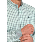 Men's Cinch Turquoise and Black Plaid Classic Fit Button Up Shirt MTW1105931 - Crazy House Western Wear