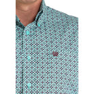 Men's Cinch Turquoise Tile Print Button Down Shirt MTW1105971
