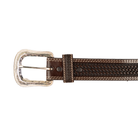 Men's Cowboy Chrome Basket Weave Brown Leather Belt 1005