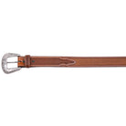 Men's Cowboy Chrome Brown Double Stitched Border Belt and Window Inlay 2778