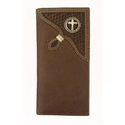 Men's Cowboy Chrome Brown Rawhide Wrangler Cross Rodeo Style Wallet W515
