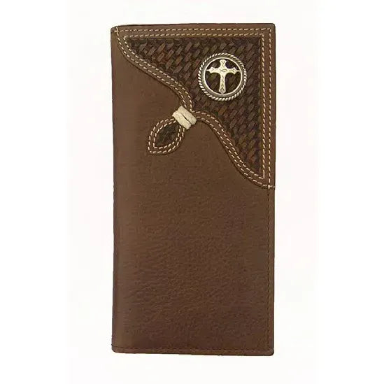 Men's Cowboy Chrome Brown Rawhide Wrangler Cross Rodeo Style Wallet W515