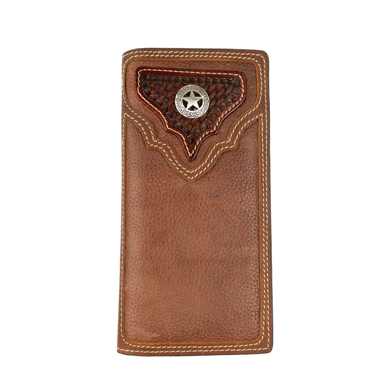 Men's Cowboy Chrome Brown Rodeo Style Wallet with Silver Concho W3135