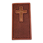 Men's Cowboy Chrome Cognac Basket Weave with Inlay Cross Rodeo Style W416