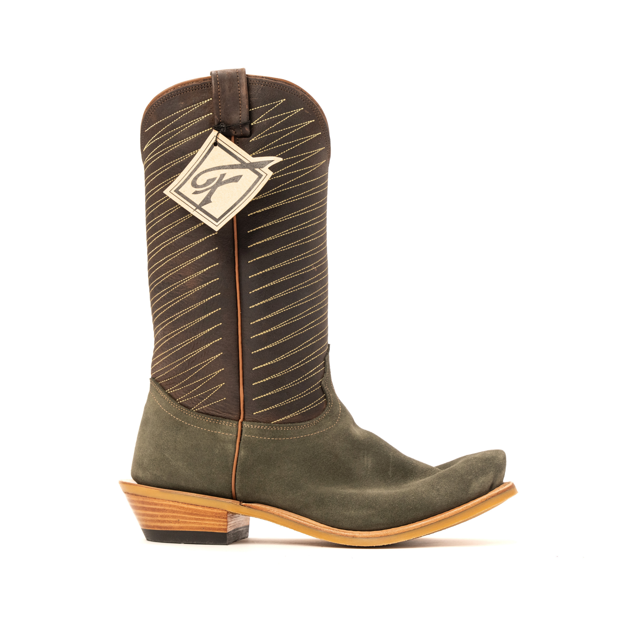 Men's Fenoglio Olive Roughout Cutter Toe Boots FB29611344 – Crazy