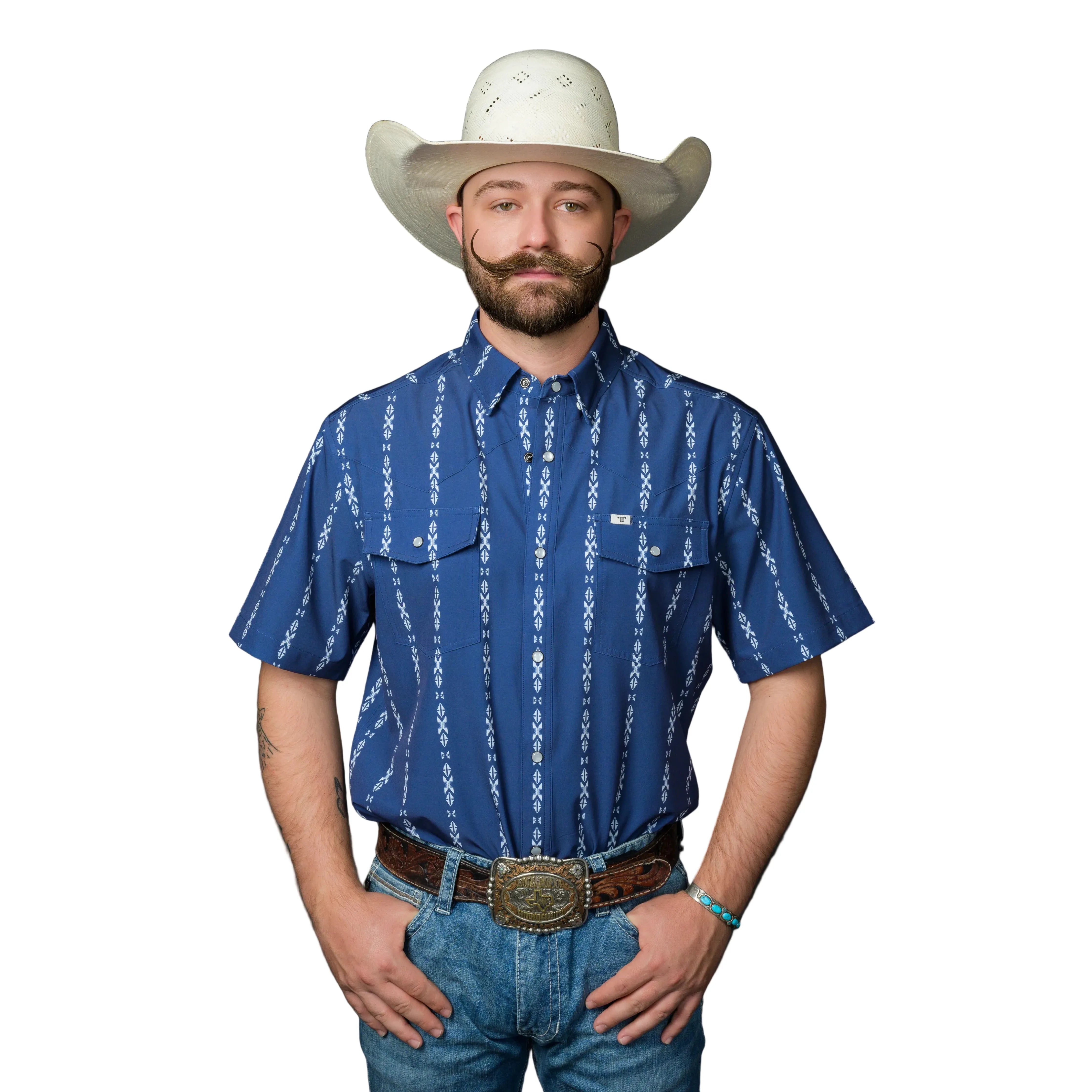 Men's Ferrell Blue Short Sleeve "The Maverick" Shirt FPS1026064