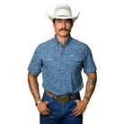 Men's Ferrell Blue "The Bennett" Short Sleeve Snap Shirt FPS1026013