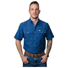 Men's Ferrell "The Carson" In Blue Short Sleeve Snap FPS1002563 - Crazy House Western Wear