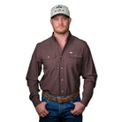 Men's Ferrell The Silas in Brown Long Sleeve Snap Shirt FPL1002571