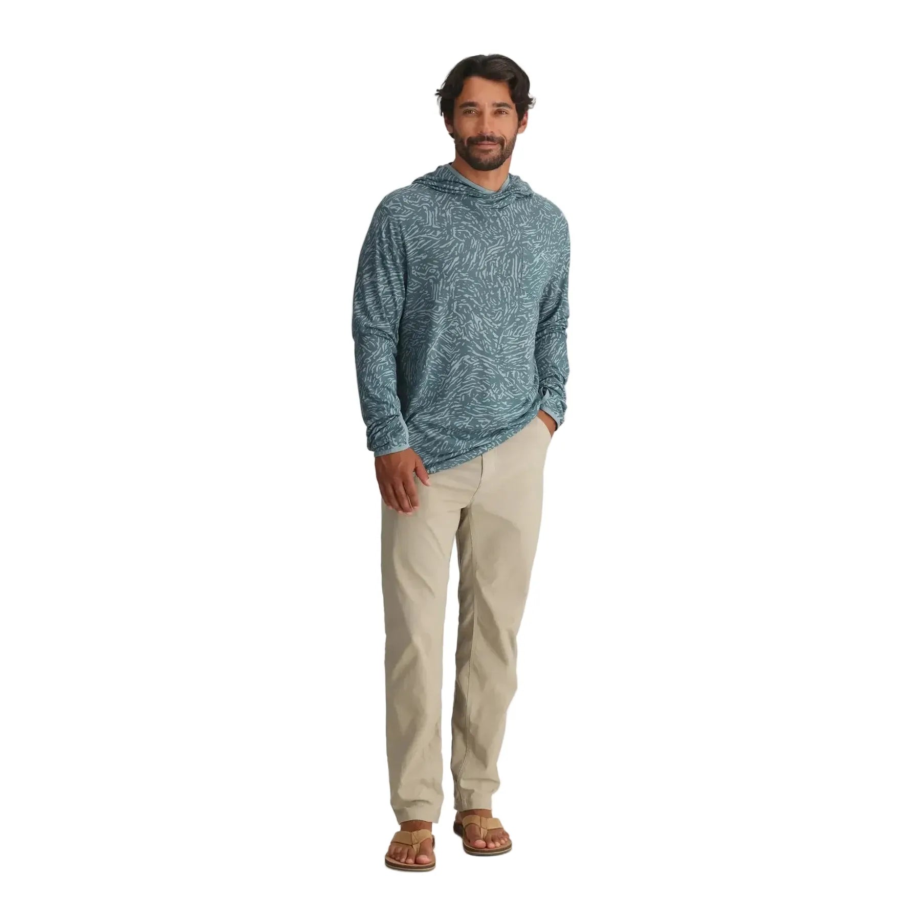 Men's Free Fly Tide Flow Print Stormy Sea Bamboo Lightweight Hoodie LWH-806