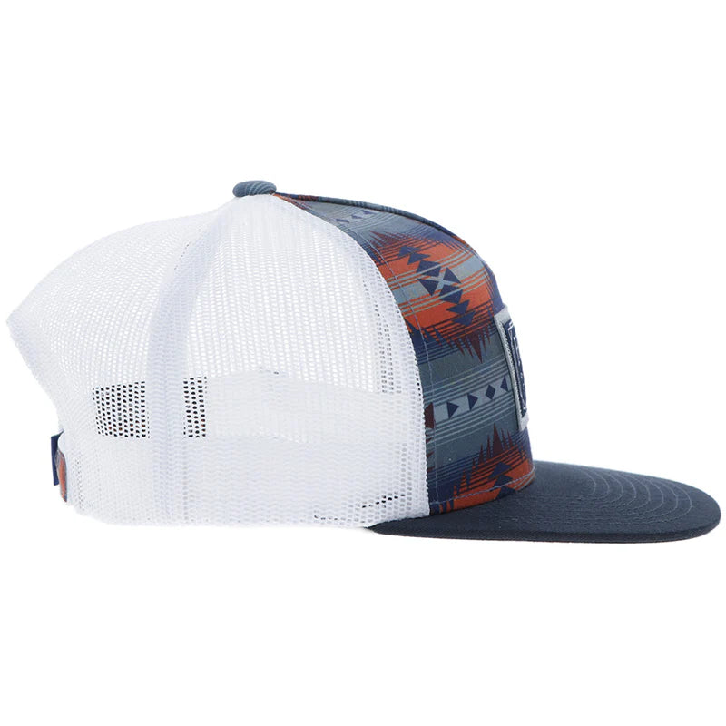 Men's Hooey "Doc" Hat Navy/White Aztec with Rectangle Patch 2502T-NVWH