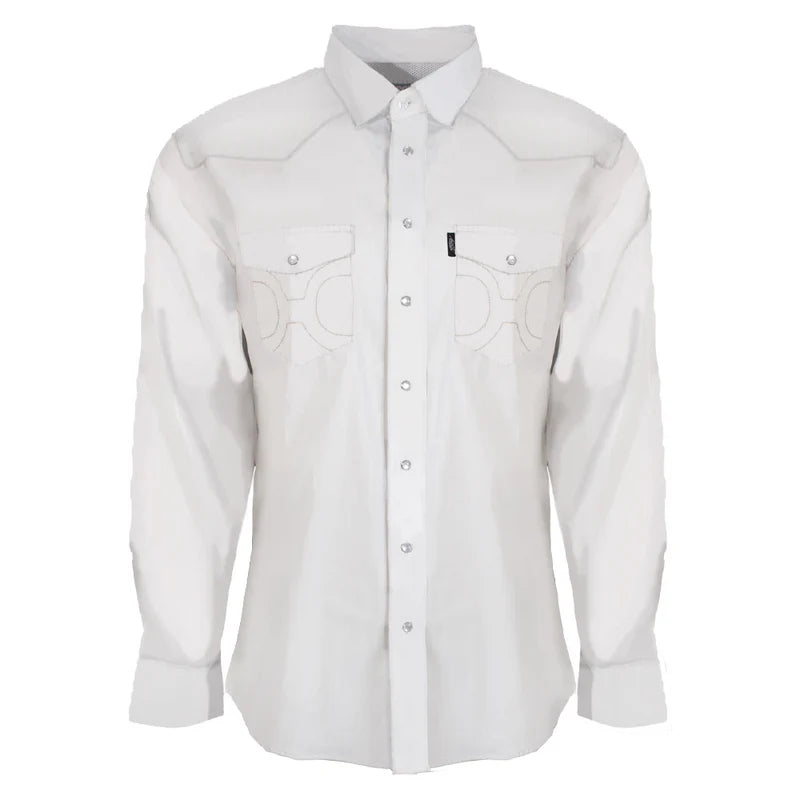 Men's Hooey "Dos Sol" Long Sleeve Pearl Snap Shirt HT1762WH - Crazy House Western Wear