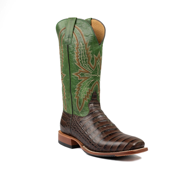 Men's Horse Power Chocolate Caiman Print with 13" Emerald Explosion Top HP1880