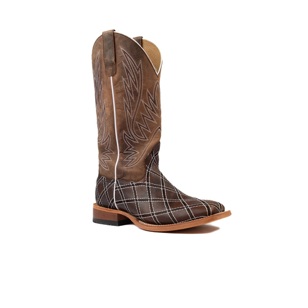 Horse Power Men's Dark Brown Patchwork Square Toe Boots HP1082