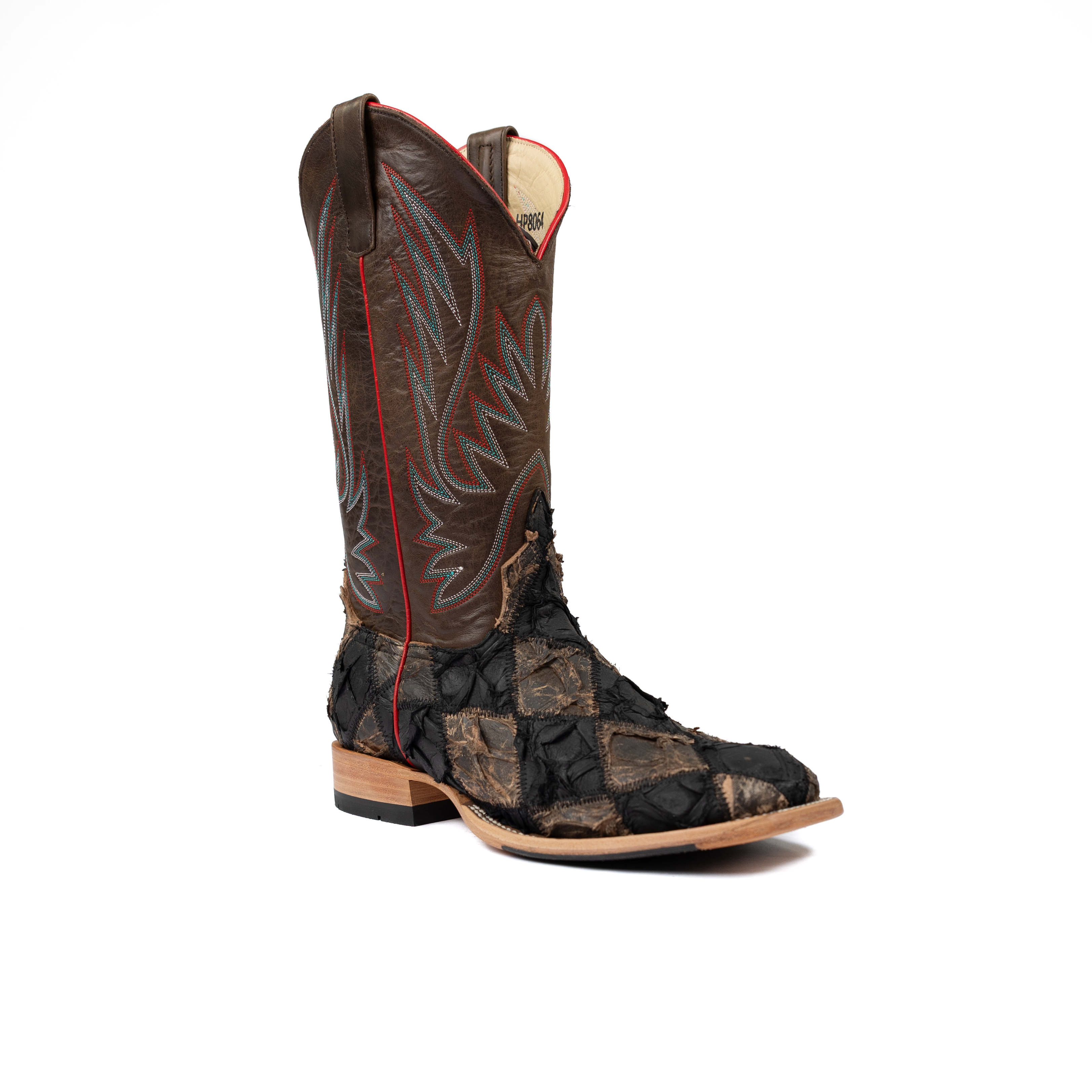 Men's Horse Power Top Hand Black Matte and Toast Big Bass Patchwork with 13" Chocolate Flynn Top HP8064