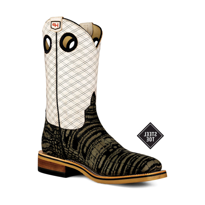 Men's Horsepower Caiman Print Steel Toe Boot 12" HPW2501 - Crazy House Western Wear
