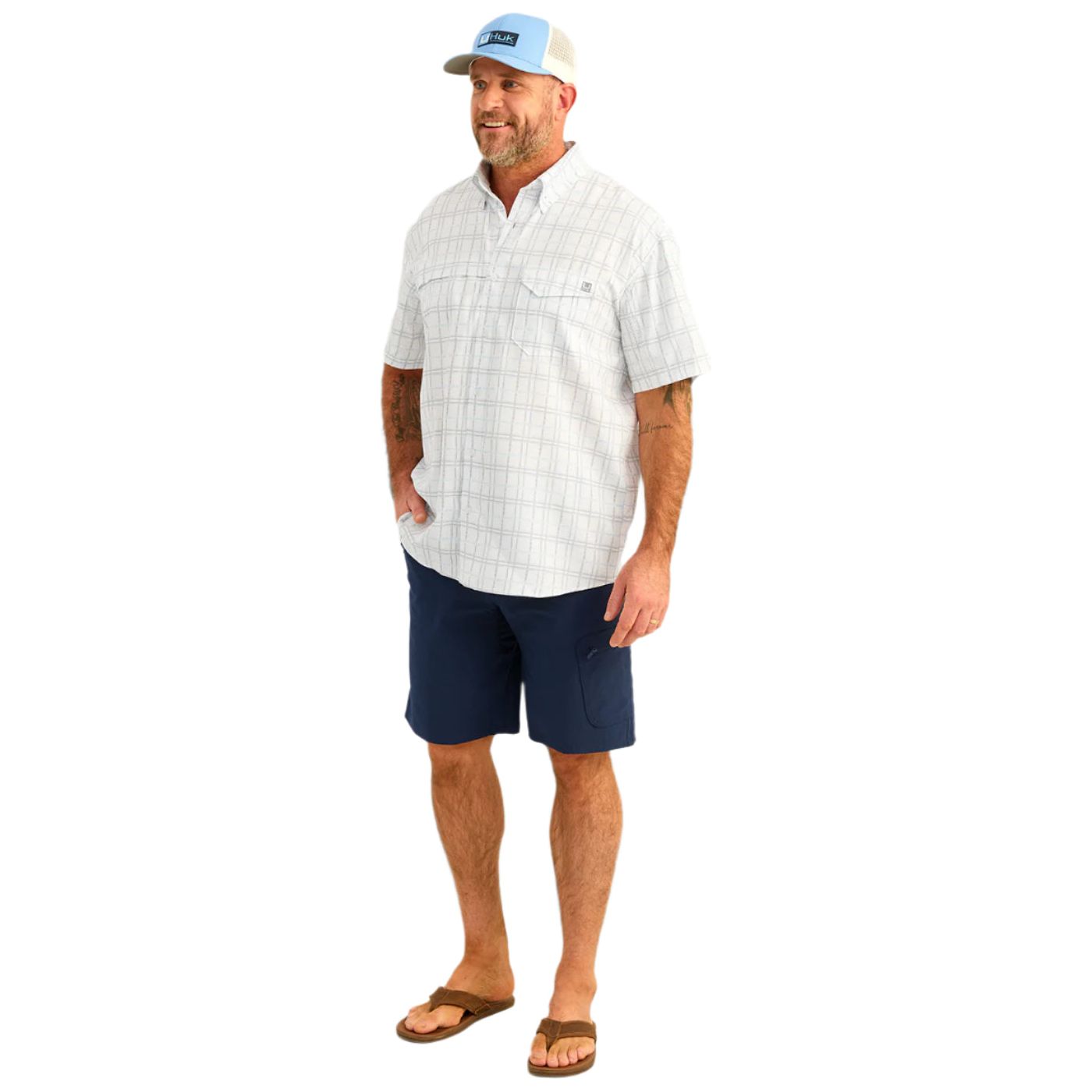 Men's Huk Tide Point Short Sleeve Button-Down H1500220-454 - Crazy House Western Wear
