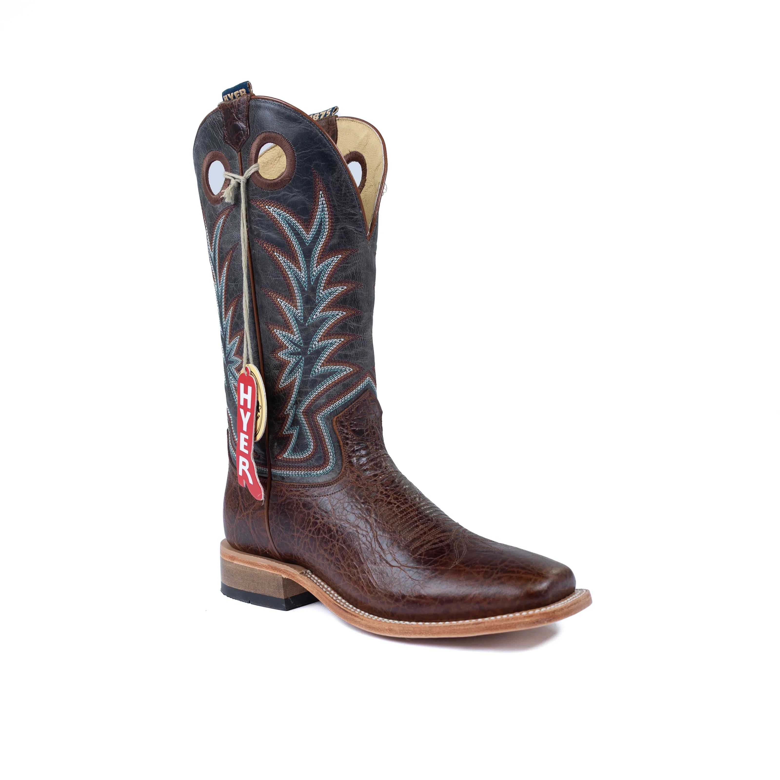 Men's Hyer Walton Brown Cowhide Broad Square Toe Boots HM11024
