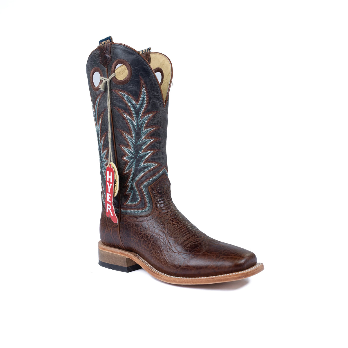 Hyer Men's Walton Brown Cowhide Broad Square Toe Boots HM11024