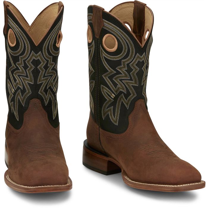 Men's Justin Big News Brown Wide Square Toe Boots FN7021 – Crazy