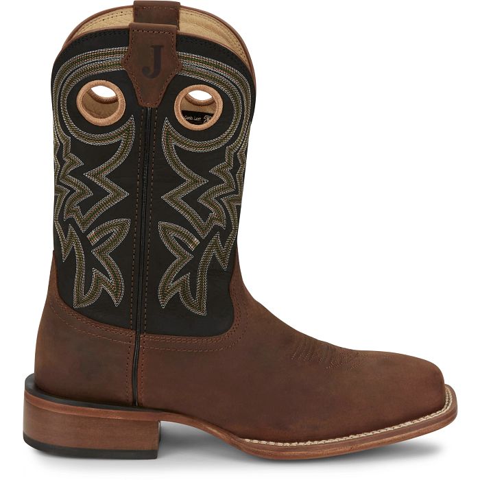 Men's Justin Big News Brown Wide Square Toe Boots FN7021 – Crazy