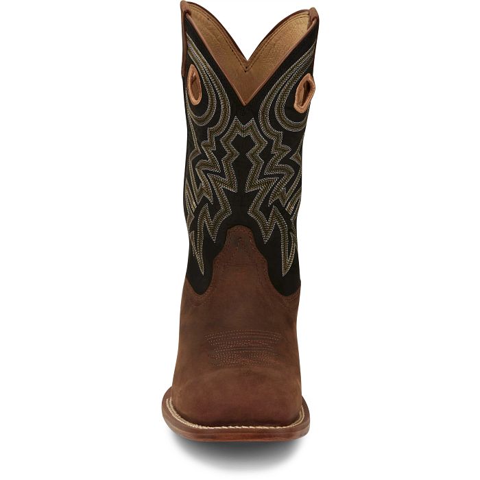 Justin Men's Big News Brown Wide Square Toe Boots FN7021 – Crazy