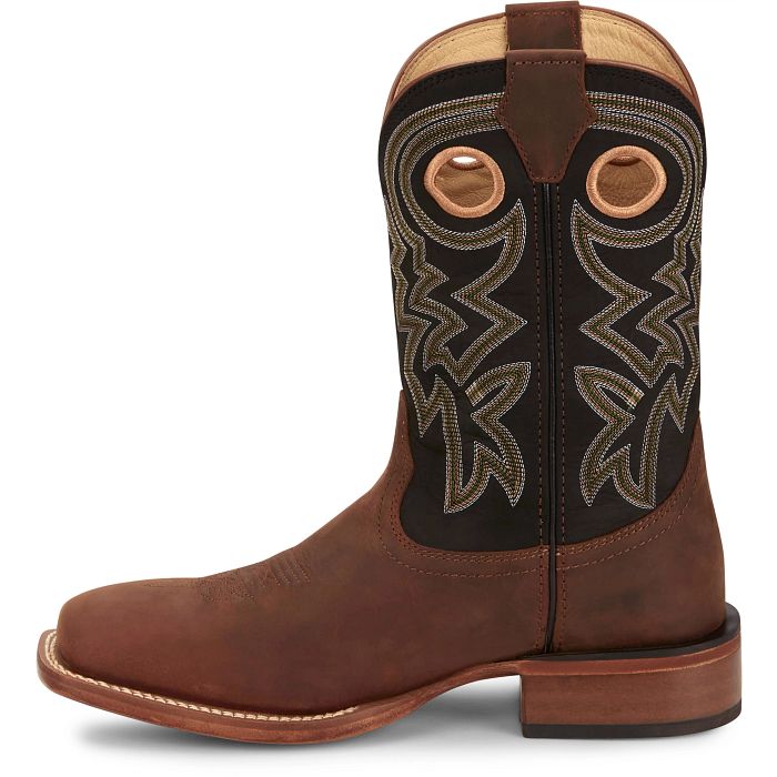 Justin Men's Big News Brown Wide Square Toe Boots FN7021 – Crazy